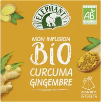 Elephant Mon Infusion Bio Curcuma Gingembre 20 Sachets Pyramides