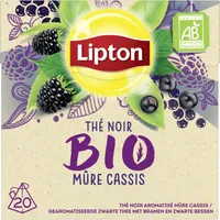 Lipton Thé Noir Mûre Cassis Bio 20 Sachets Pyramid®