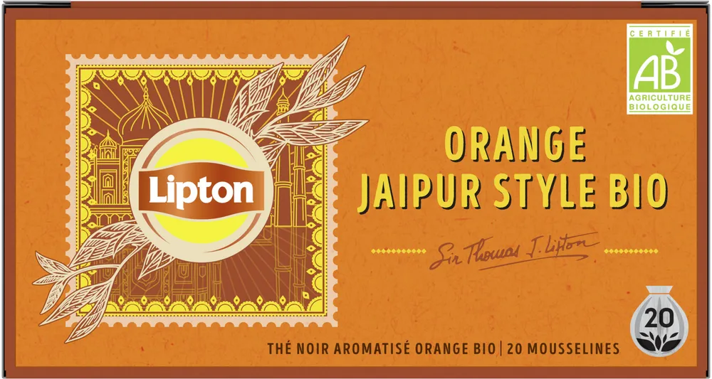 LIPTON Thé Noir Bio Orange Jaipur 20 Sachets