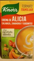 Crema de Alicia con calabaza, zanahorias y guisantes