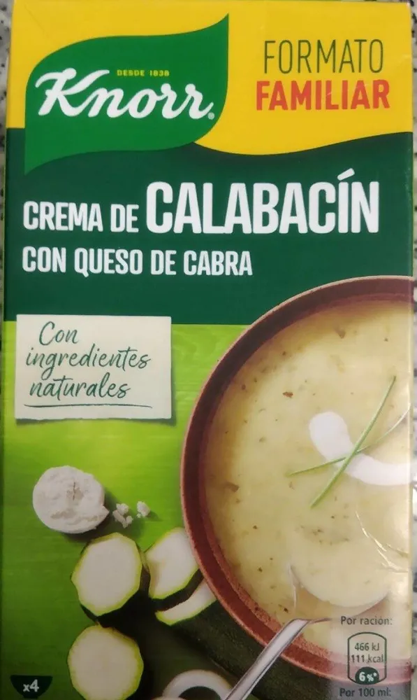 Crema de calabacín con queso de cabra
