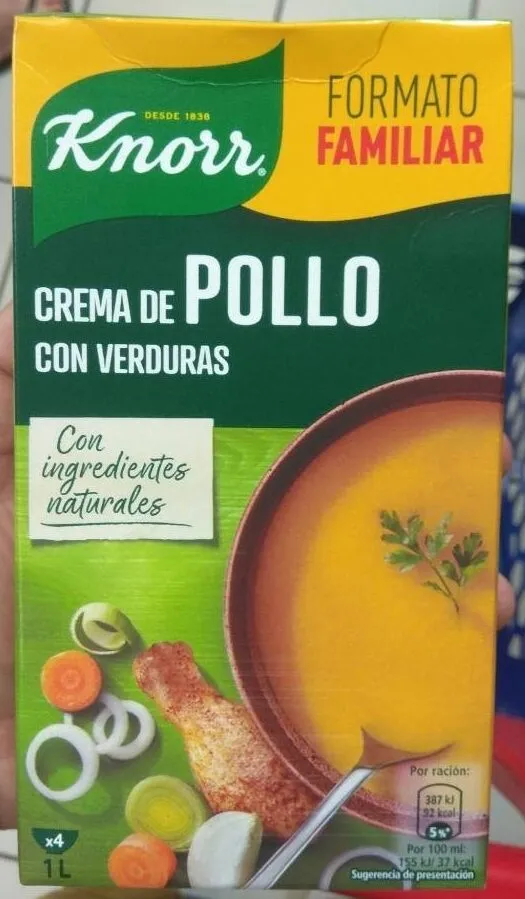 Crema de pollo con verduras