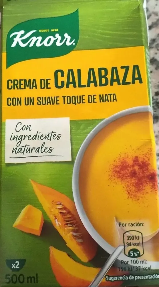 Crema de calabaza con un suave toque de nata