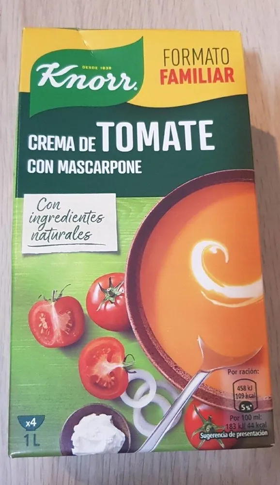 Crema de tomate con mascarpone envase 1 l
