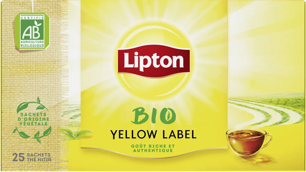 Lipton Thé Noir Bio Yellow Label 25 Sachets