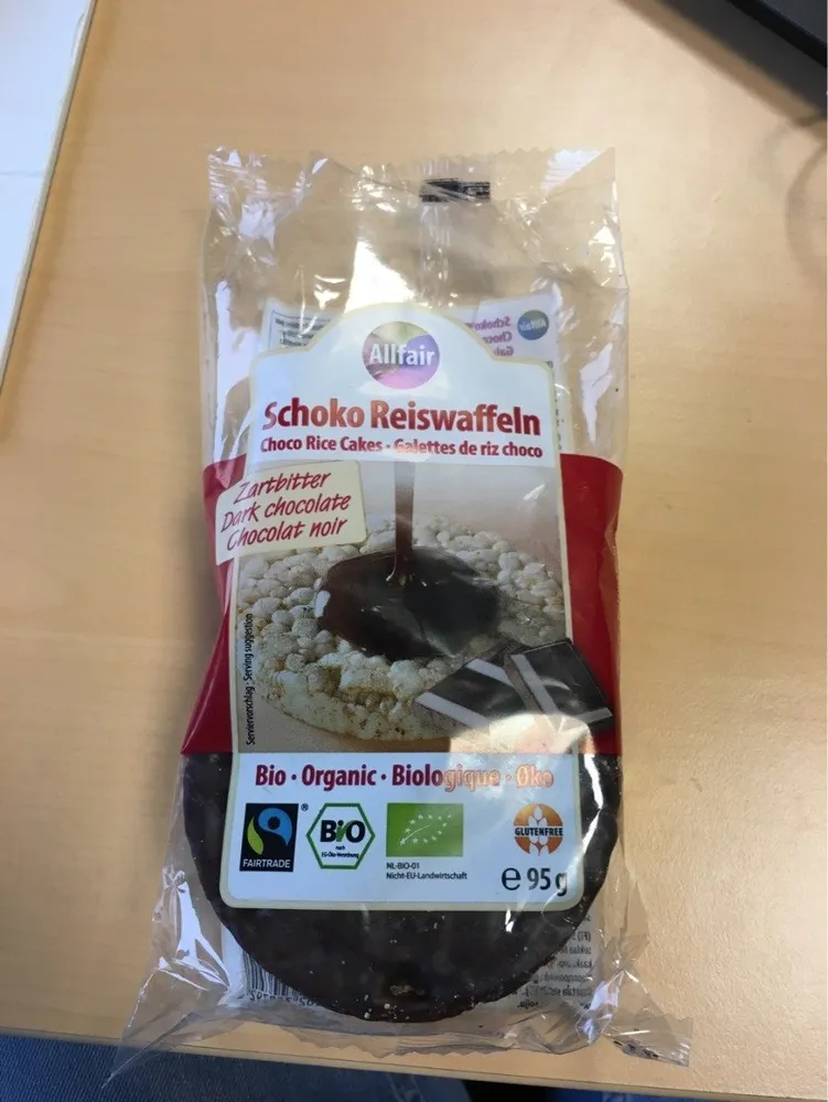 Allfair, Schoko Zartbitter Reiswaffeln