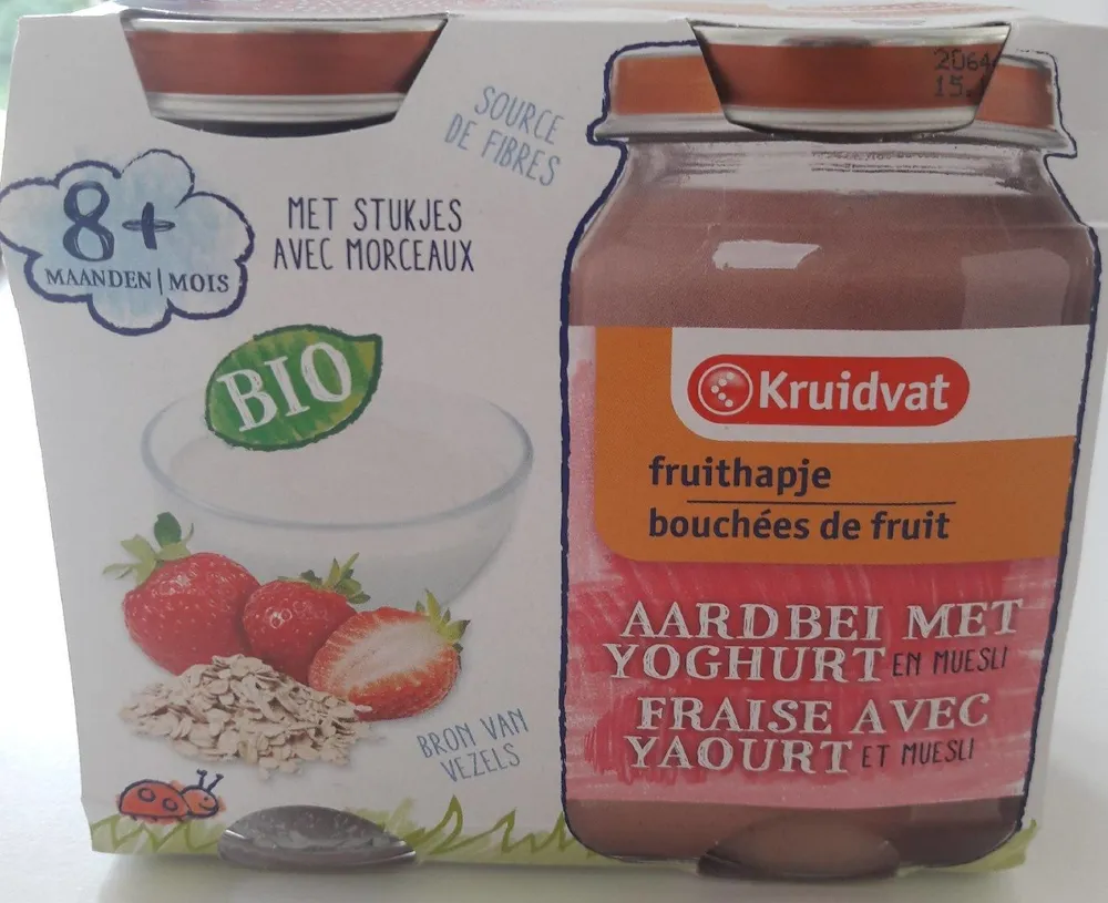 Bouchées De Fruit Bio Fraise Avec Yaourt Et Muesli