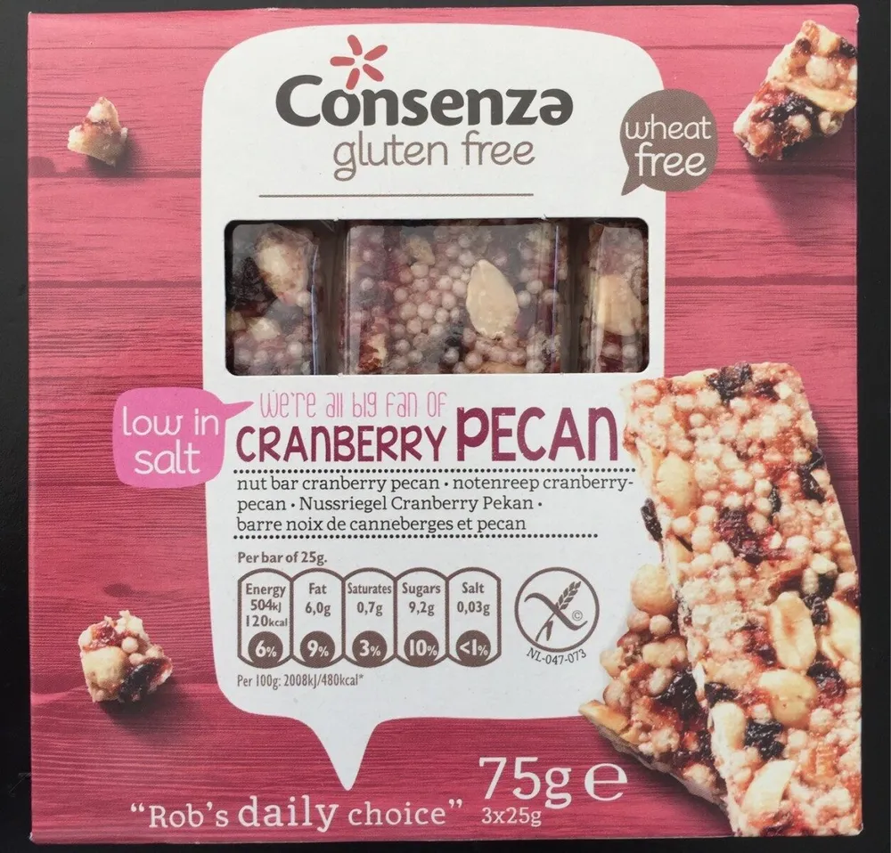 Glutenfree nut bar - cranberry pecan