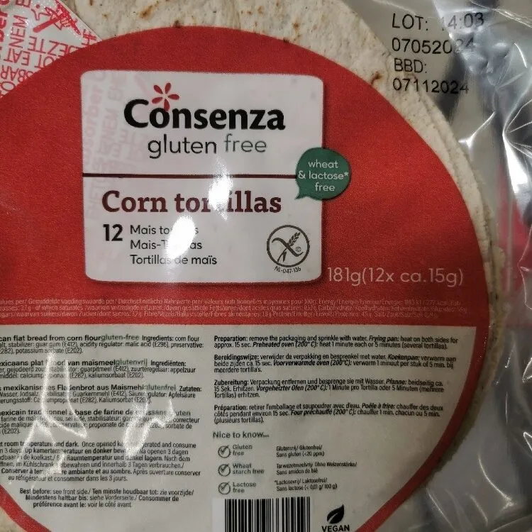 Mais Tortillas glutenfrei