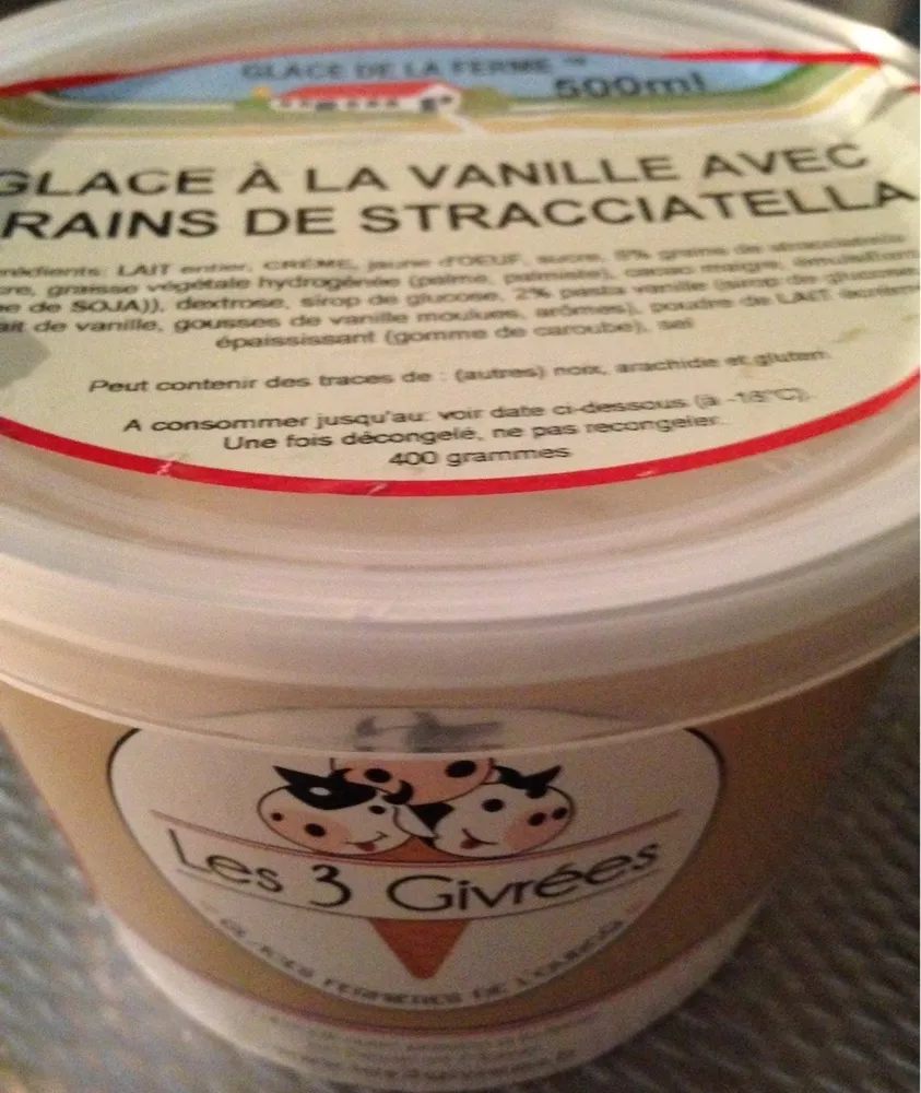 Glace à la vanille avec grains de stracciatella