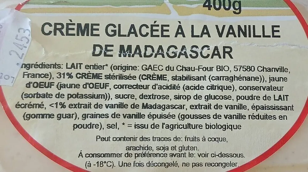 Glace à la vanille de madagascar
