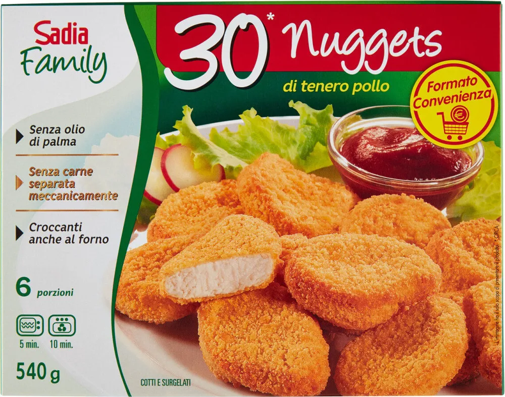 Family nuggets di tenero pollo cotti e surgelati