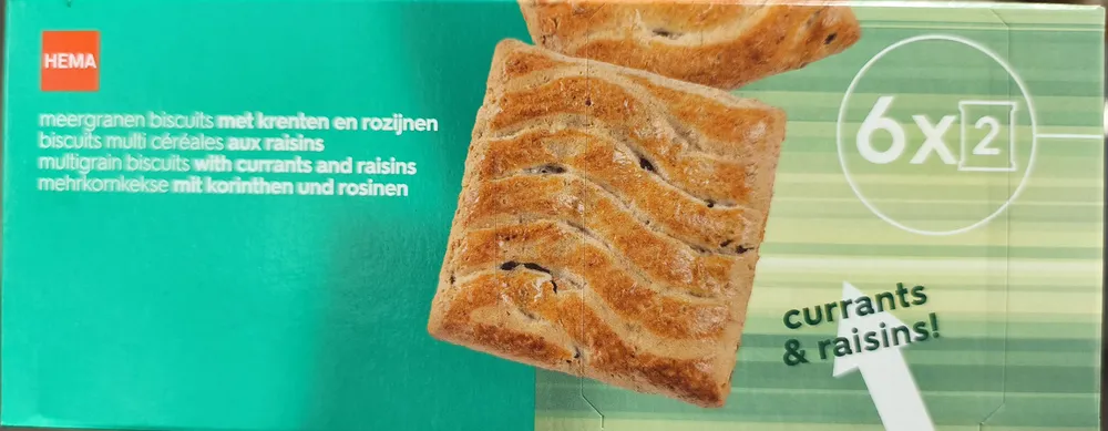 Multigrain biscuits with corinths and raisins