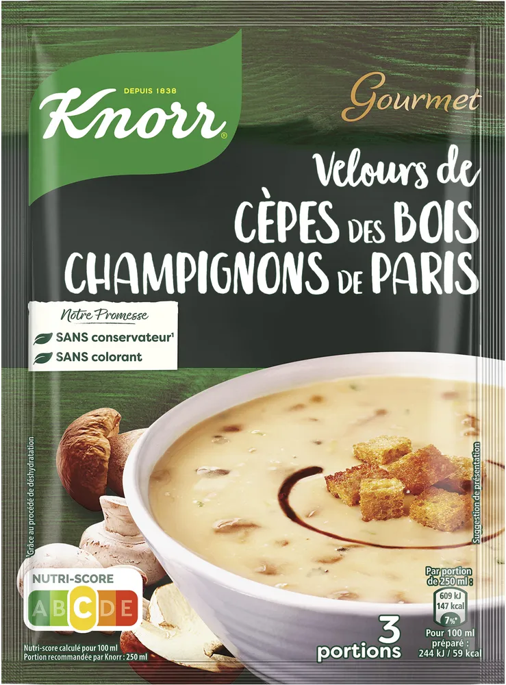 Knorr Moments Gourmets Soupe déshydratée Velours de Cèpes Champignons 91g 3 Portions