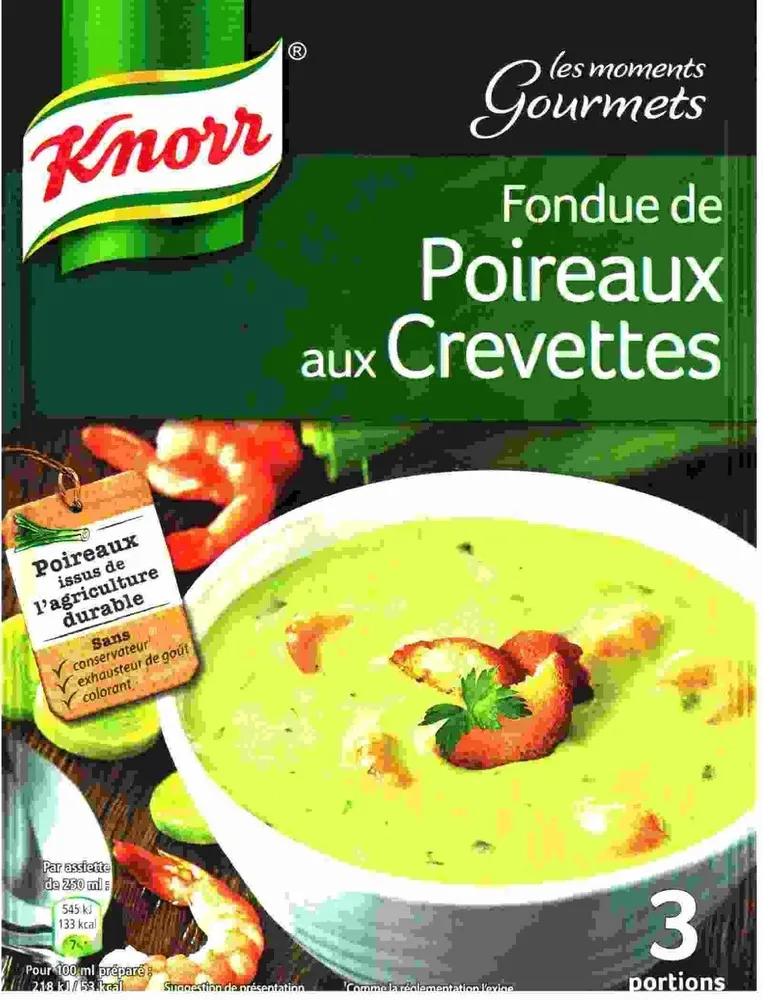 Fondue de poireaux aux crevettes et pointe de crème