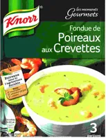 Fondue de poireaux aux crevettes et pointe de crème