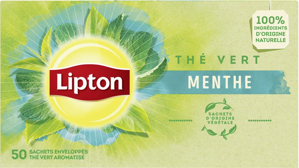 Lipton Thé Vert Menthe Goût Frais & Leger 50 Sachets