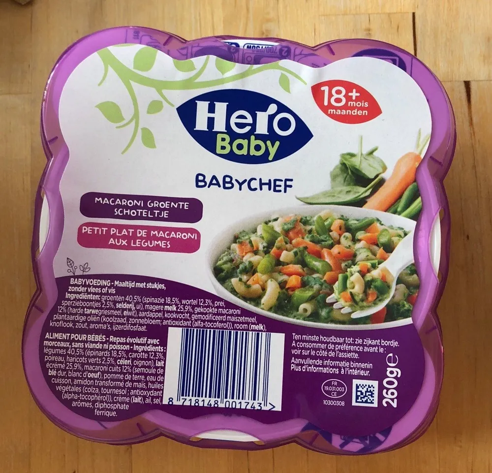 Baby chef Petit plat de macaroni aux légumes