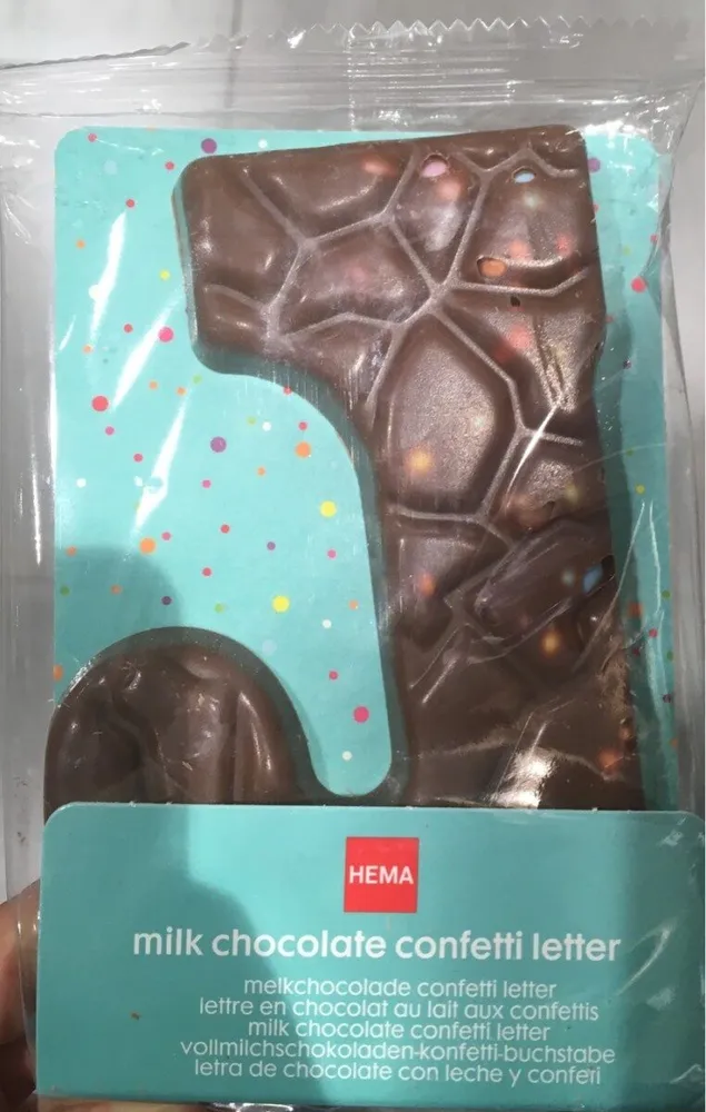 Milk chocolate confetti letter