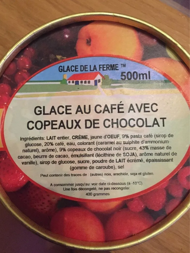 Glace au cafe avec copeaux de chocolat