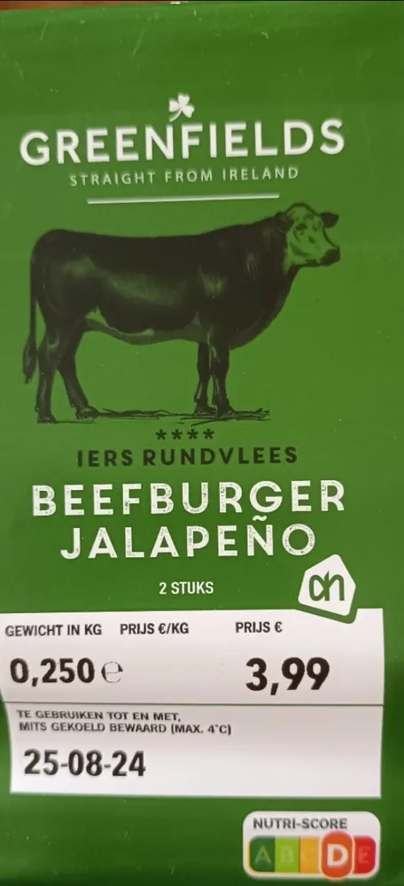 Iers rundvlees beefburger jalapeño
