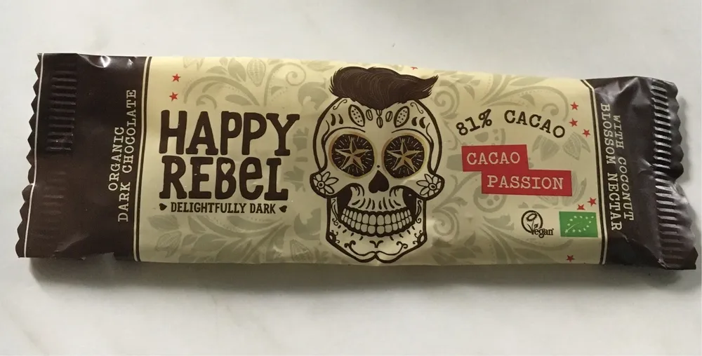 Organic dark chocolate cacao passion