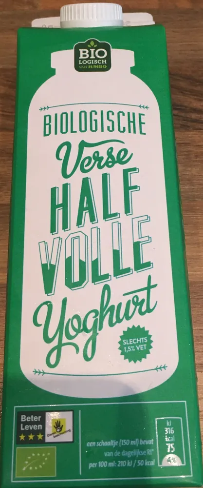 Biologische verse halfvolle yoghurt