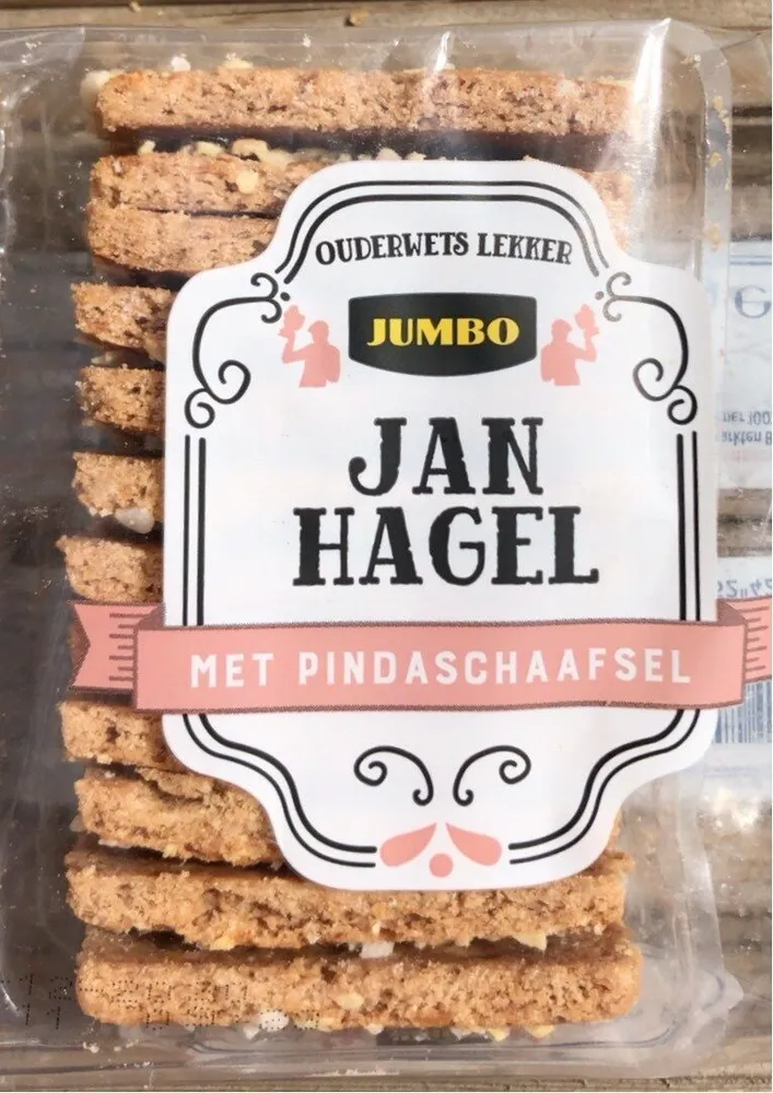 Jan hagel met pindaschaafsel