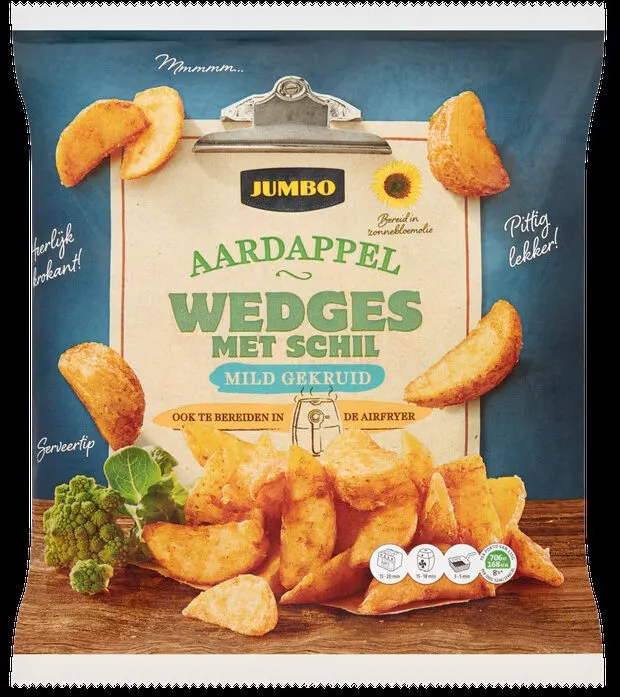 Aardappelwedges met schil mild gekruid