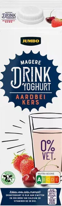 Magere Drinkyoghurt Aardbei/Kers 0% Vet