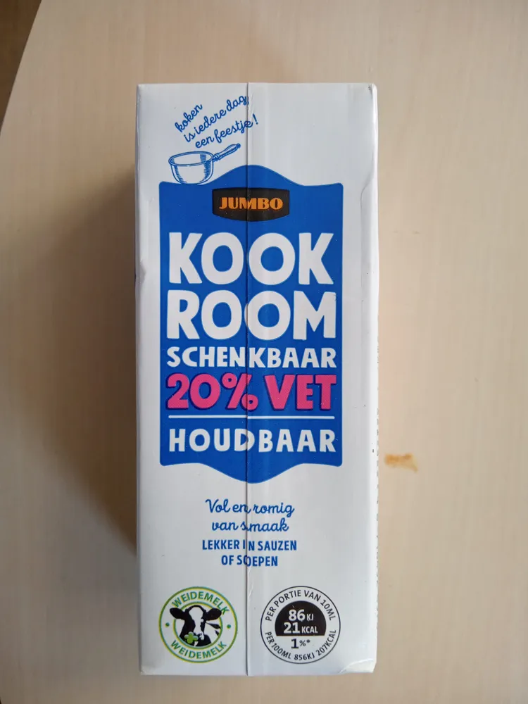 Kookroom schenkbaar 20% vet houdbaar