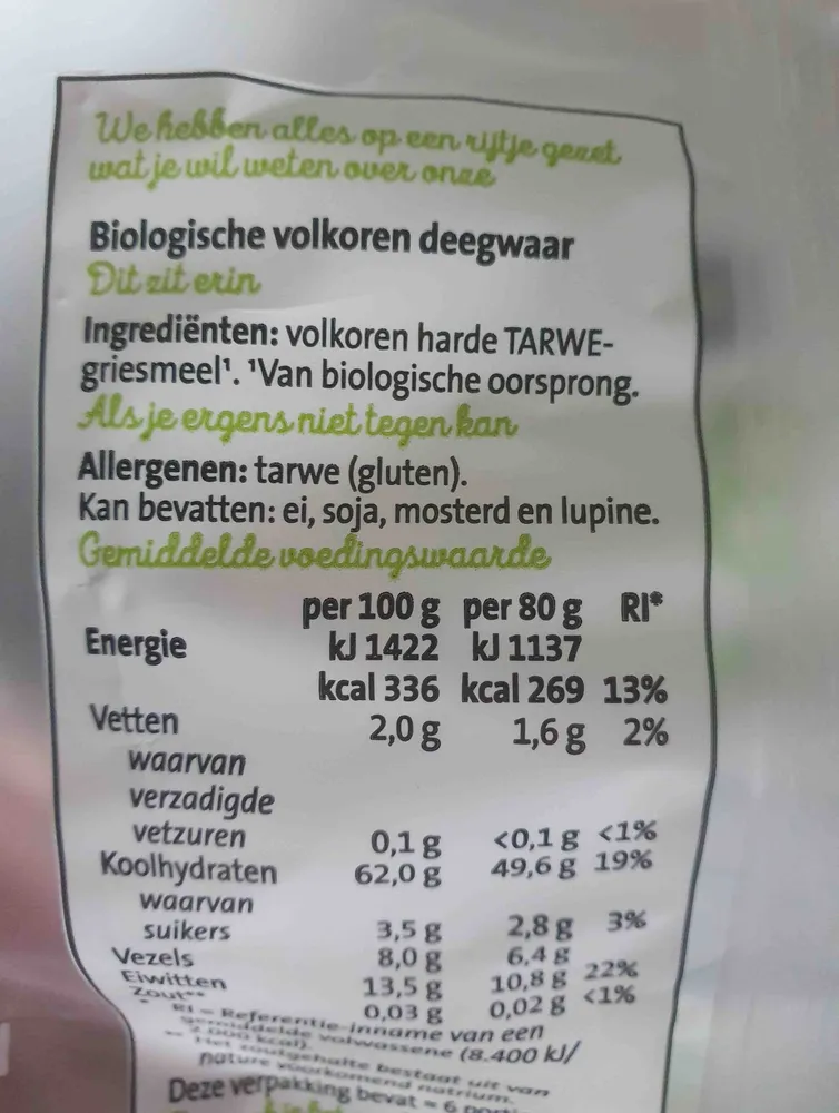 Volkoren rigatoni