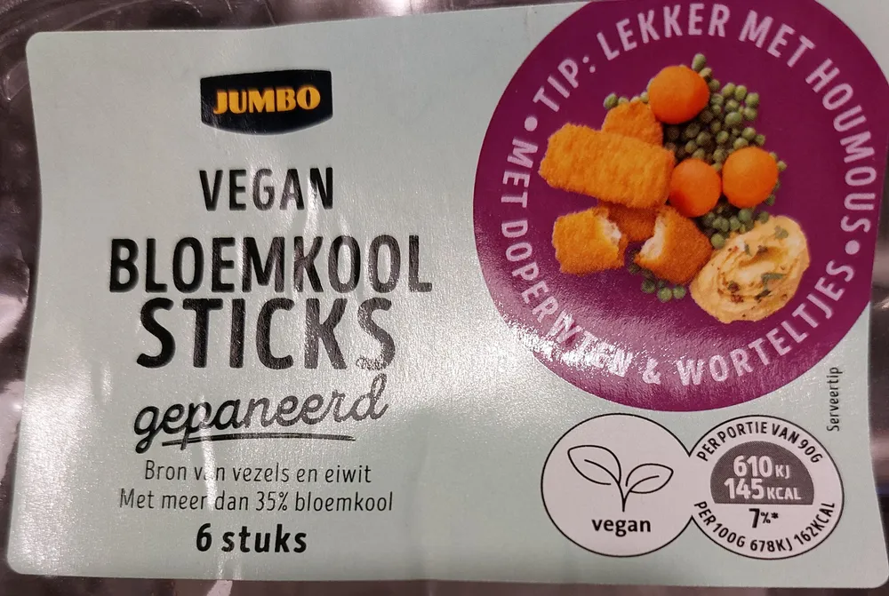 Bloemkoolsticks vegan gepaneerd