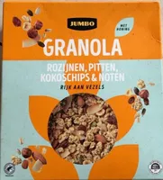Granola rozijnen, pitten, kokoschips & noten
