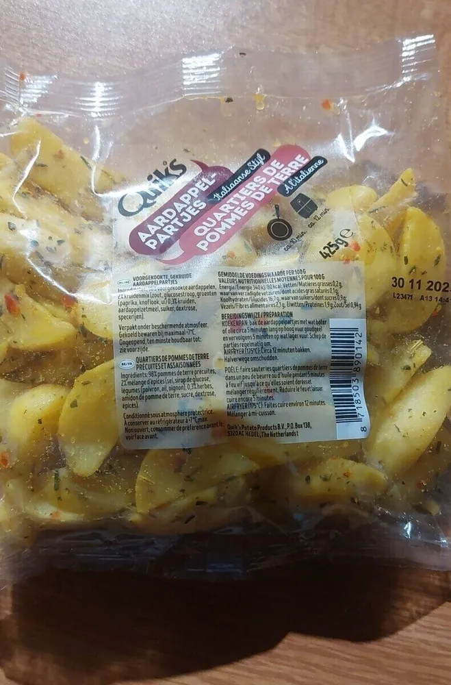 Quartiers de pommes de terre