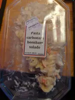 Pasta carbonara beenham salade