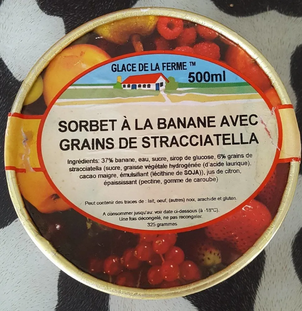 Sorbet à la banane avec grains de stracciatella