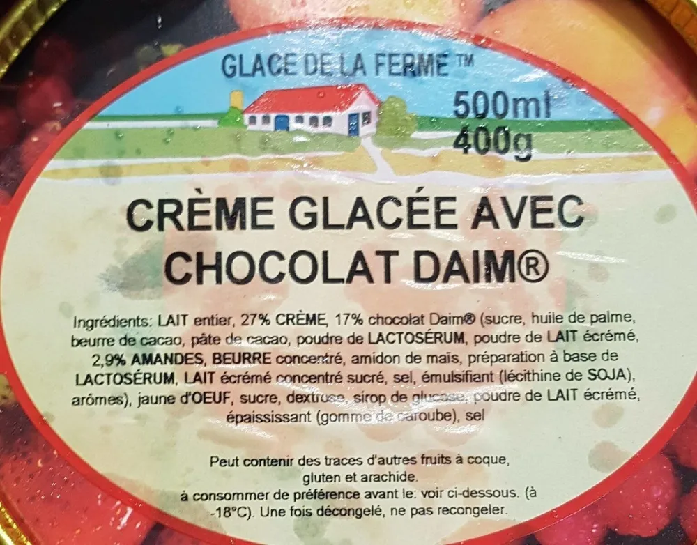 crème glacée avec chocolat Daim