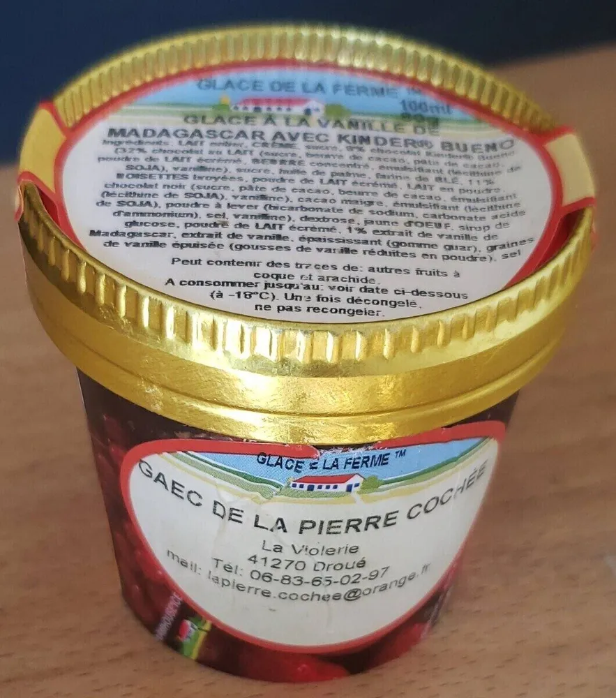 Glace à la vanille de Madagascar avec kinder bueno