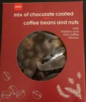 Mix of chocolate coated coffee beans and nuts