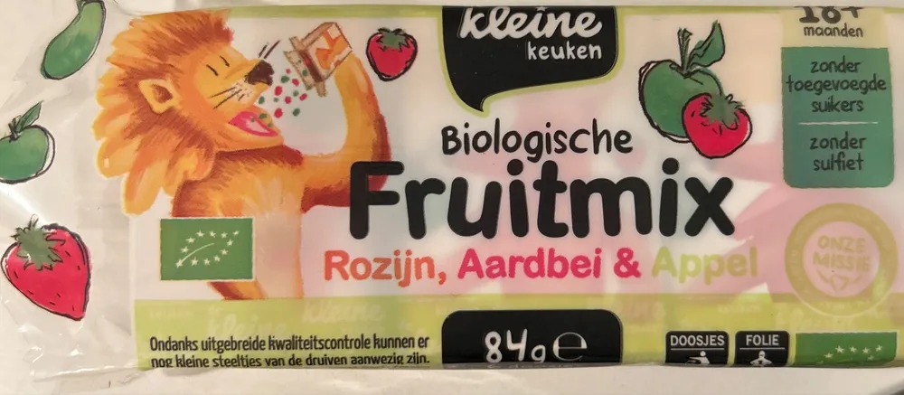 Biologische Fruitmix Rozijn, Aardbei en Appel