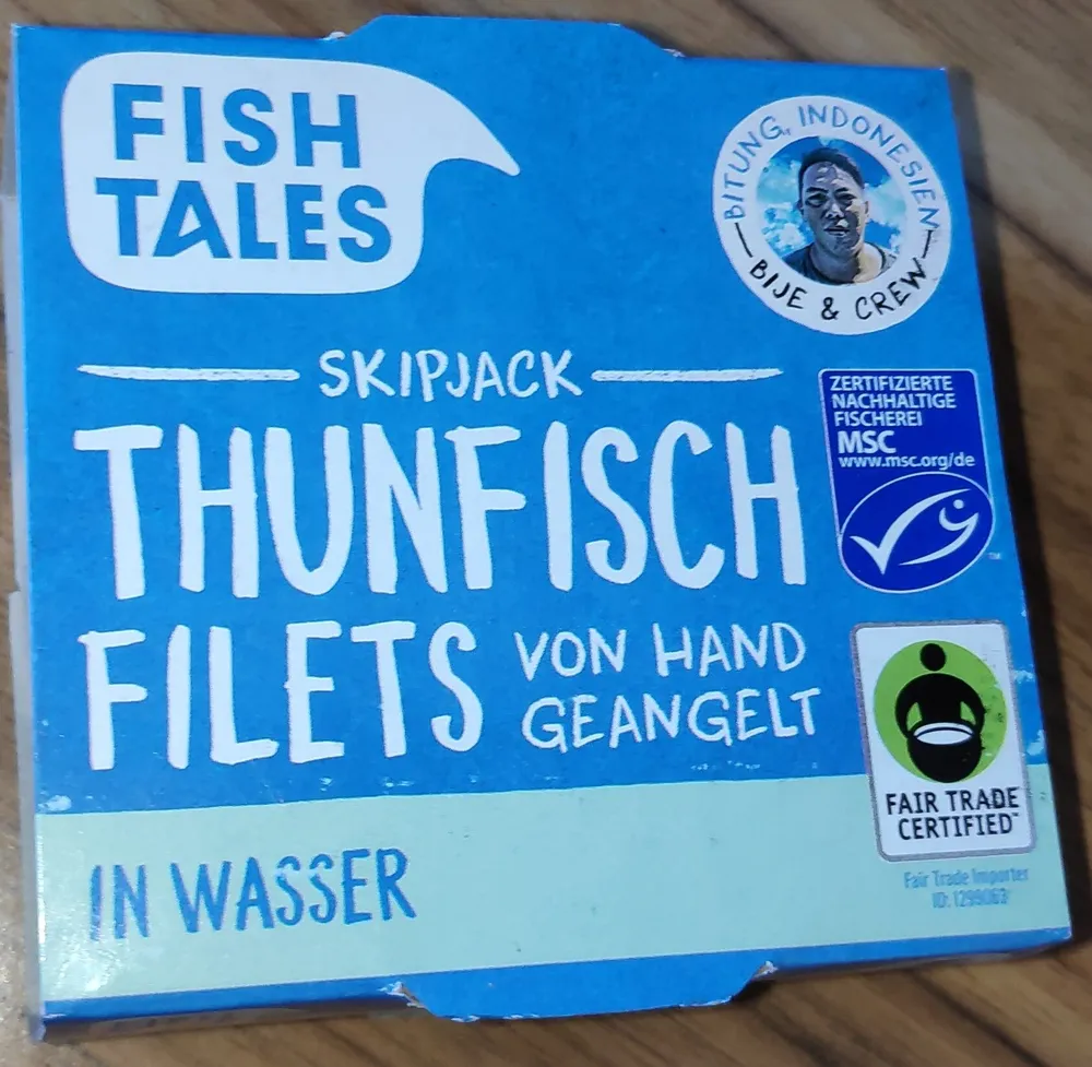 Thunfisch Filets in Wasser, von Hand geangelt