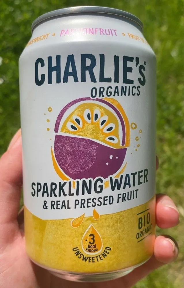 Charlie’s Organics sparkling water & real pressed fruits