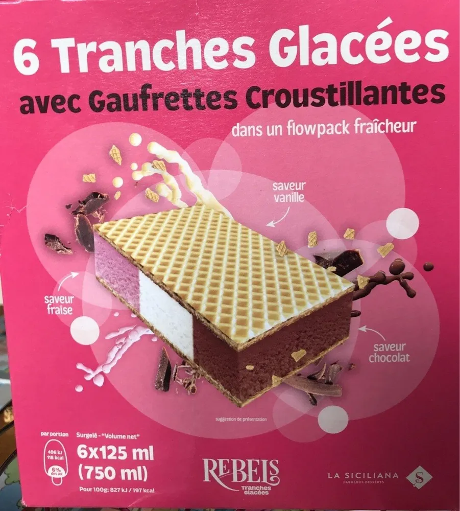 6 Tranches glacées avec gaufrettes croustillantes
