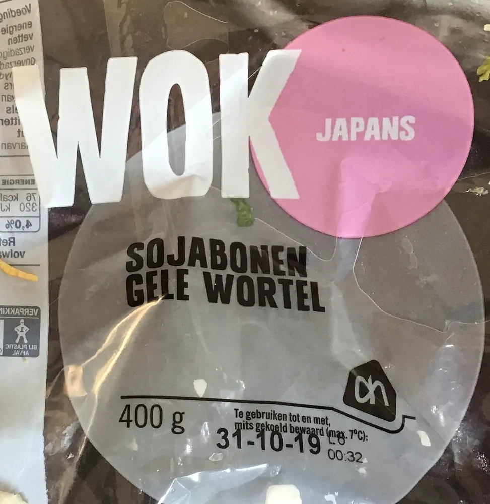 Wok Japans sojabonen gele wortel