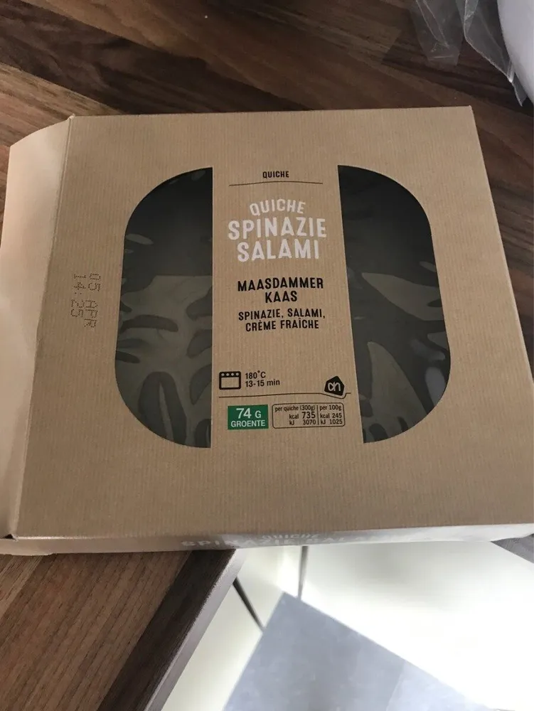 Quiche spinazie salami
