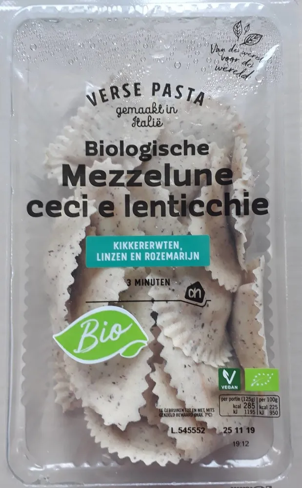 Biologische Mezzelune ceci e lenticchie