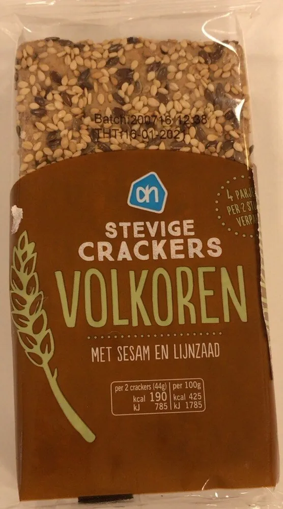 Stevige crackers volkoren met sesam en lijnzaad