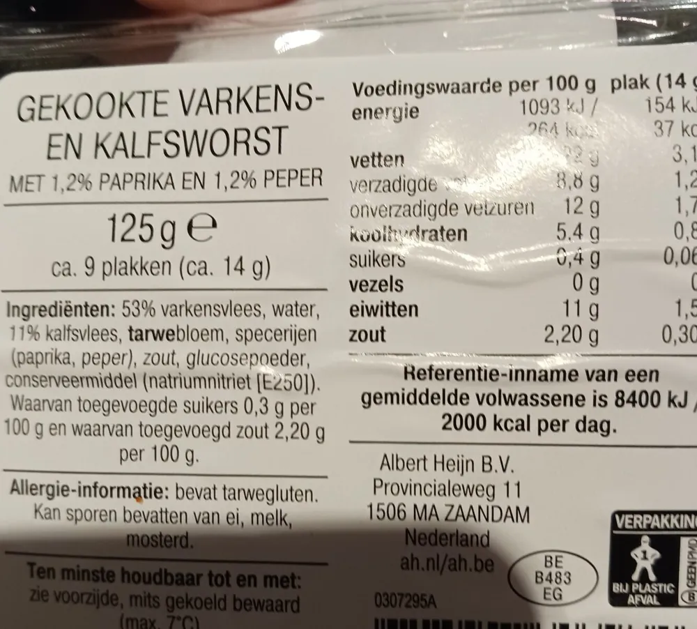 Gerookte varkens- en kalfsworst