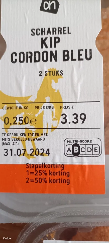 AH Scharrel kip cordon bleu 2 stuks